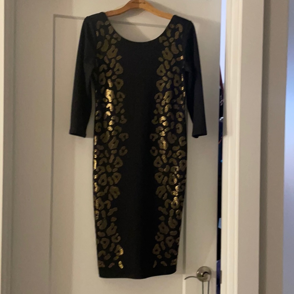 Black and gold animal print dress